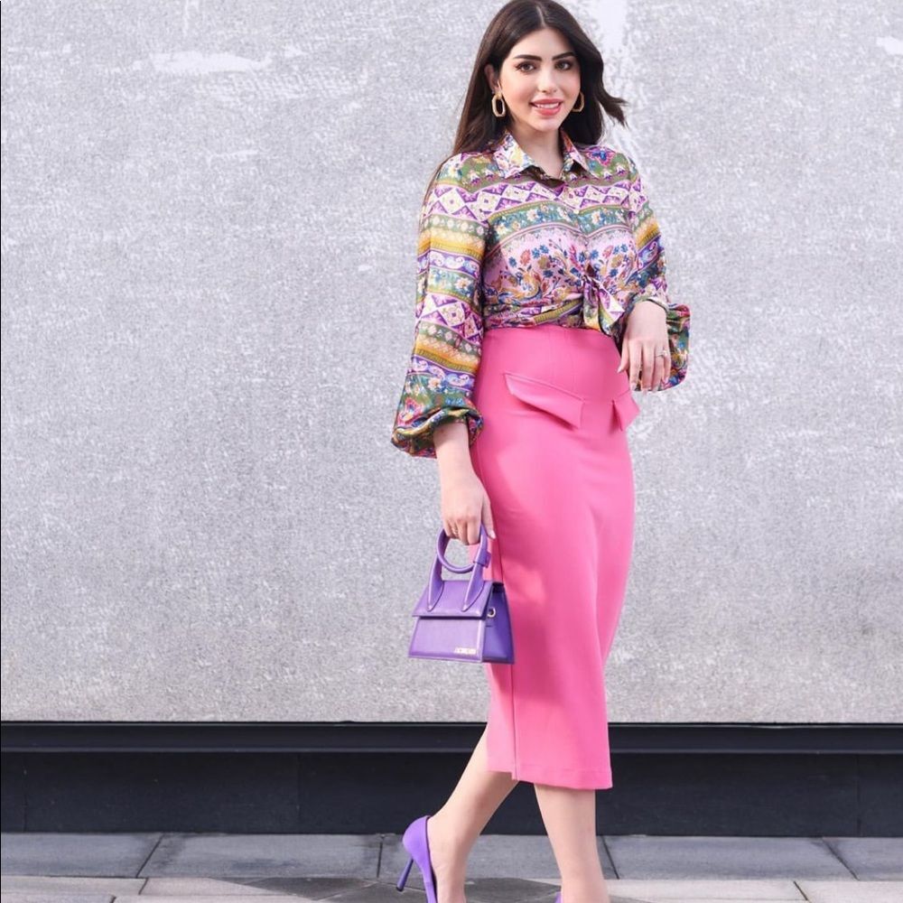 ZARA SATIN EFFECT PRINT BLOUSE